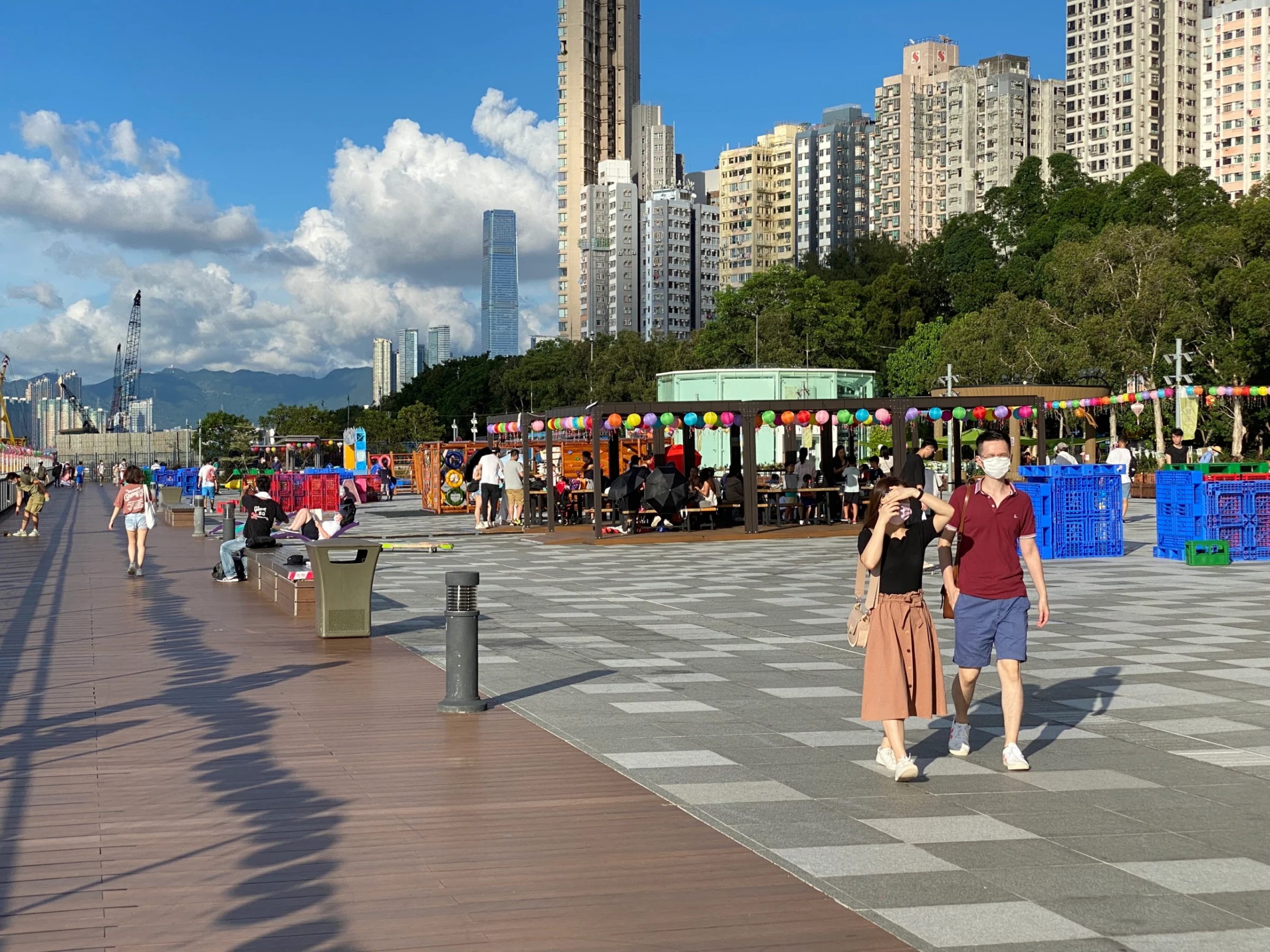 Belcher Bay Promenade in Kennedy Town and nearby apartment blocks in September 2021