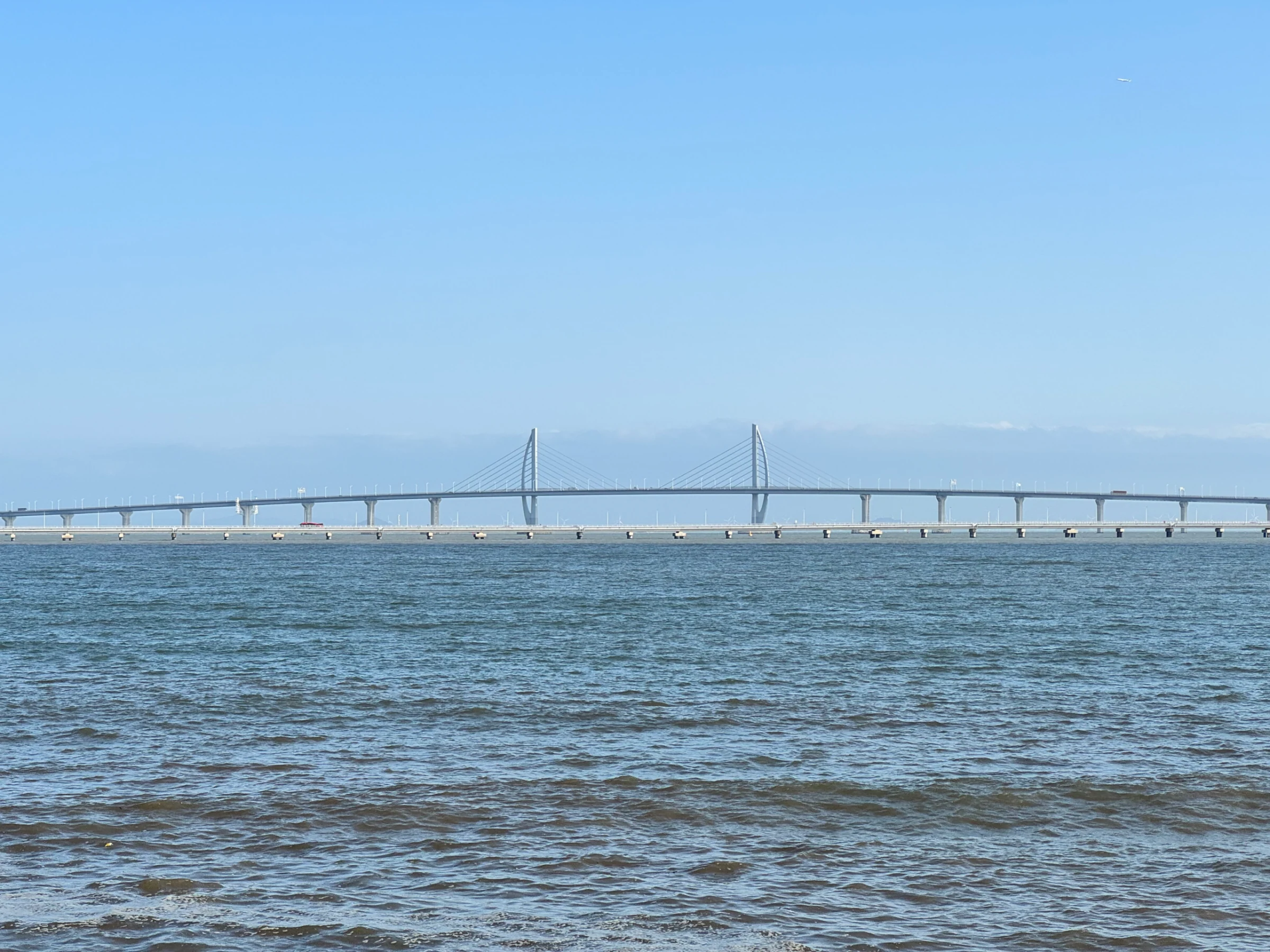 West section of the Hong Kong–Zhuhai–Macao Bridge seen from Zhuhai in January 2025
