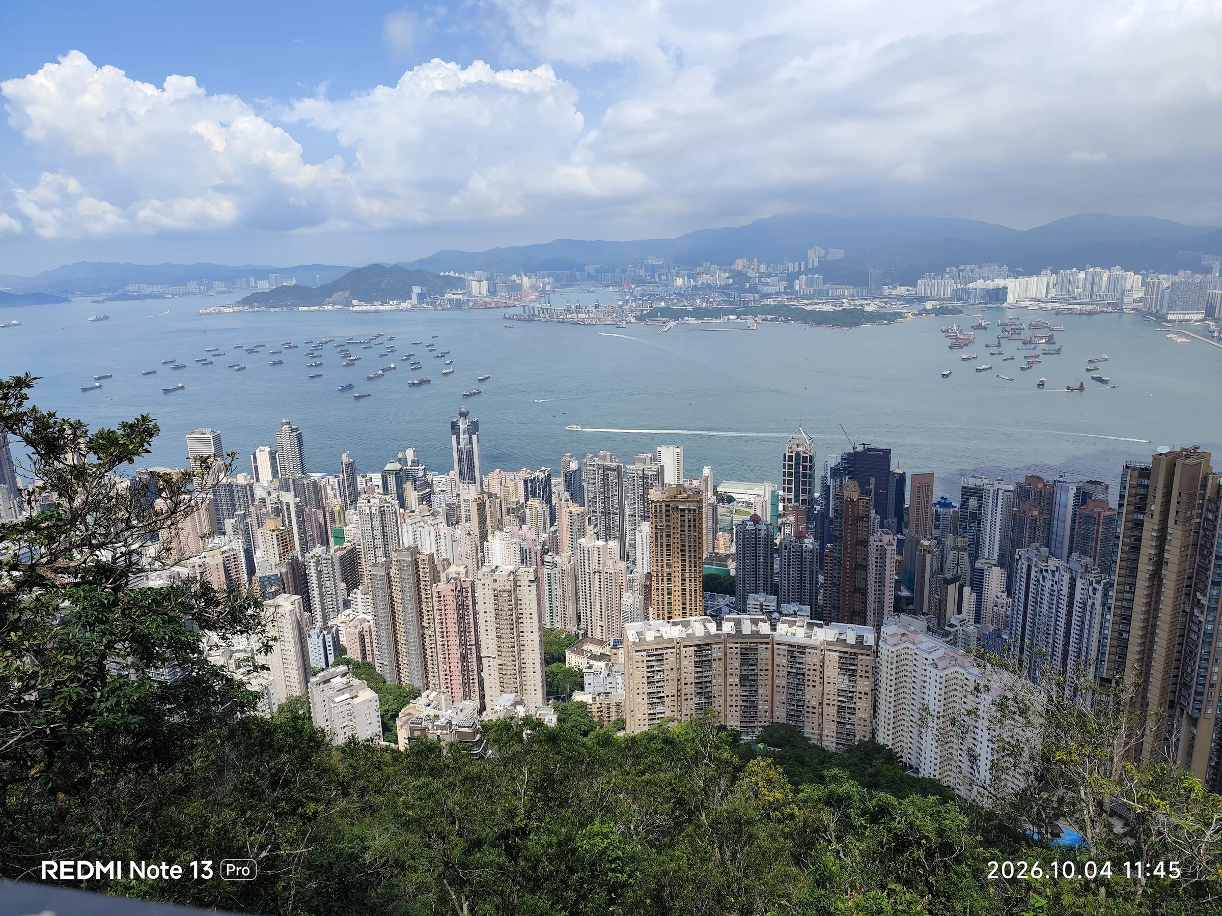 Daytime view of Victoria Harbour from Lugard Road in October 2026